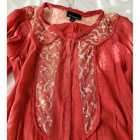 Cynthia Rowley Medium Blouse Boho Vintage Style Romantic Cottagecore Flowy Retro - Picture 3 of 9